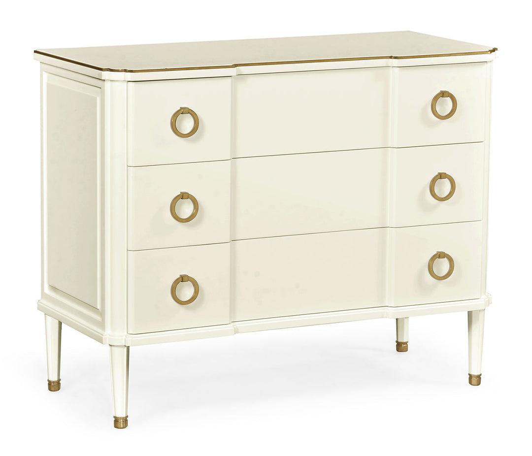 JC Modern - Eclectic Collection - Ivory & Brass Chest of Three Drawers