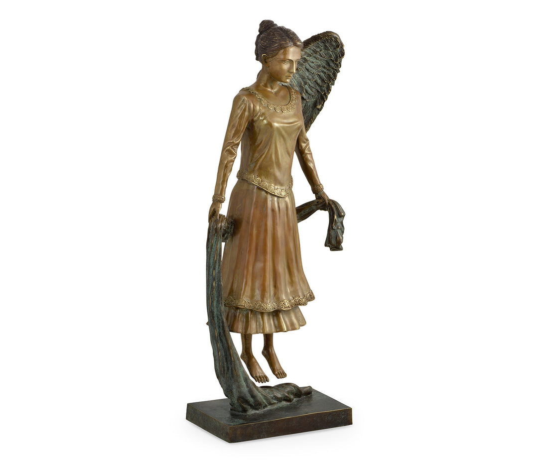 Curated Collection - Antique Light Brown Brass Hovering Angel