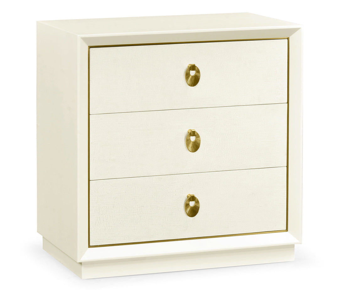 JC Modern - Eclectic Collection - Small Ivory & Crackle Ceramic Lacquered Chest of Drawers