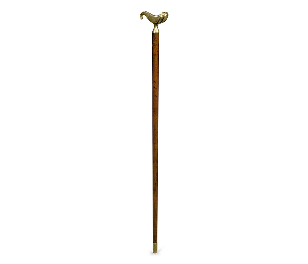 Curated Collection - Mahogany Walking Stick with Brass Derby Topper