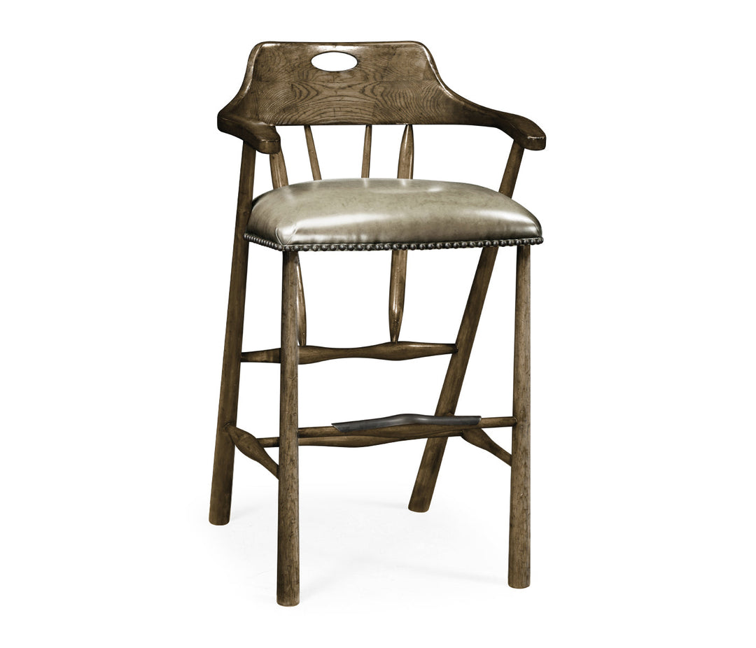 Smokers Style Dark Driftwood Bar Stool