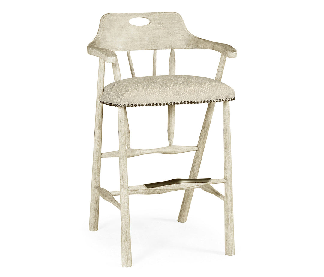 Smokers Style Whitewash Driftwood Bar Stool 495887-BS-DTW-F200