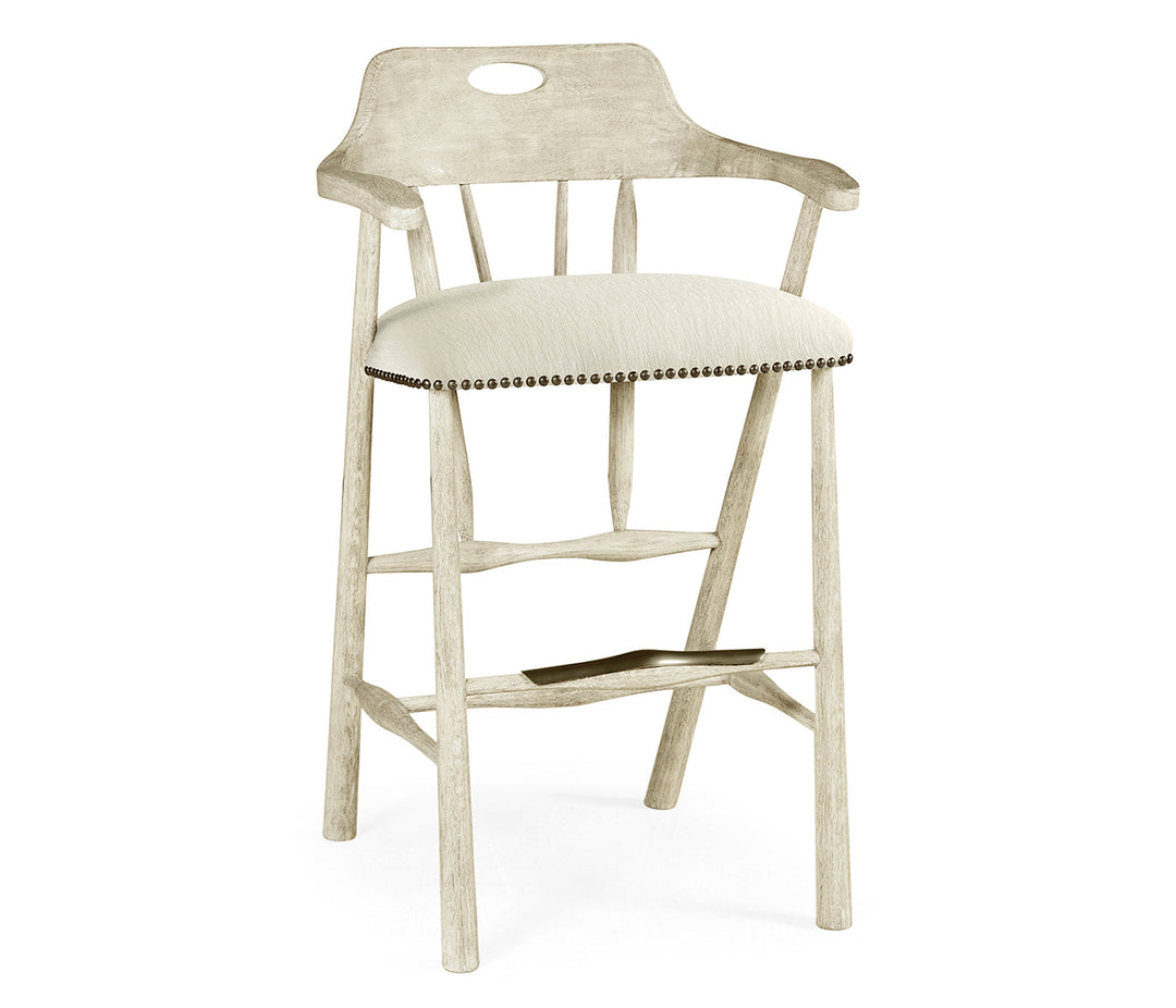 Smokers Style Whitewash Driftwood Bar Stool 495887-BS-DTW-F300