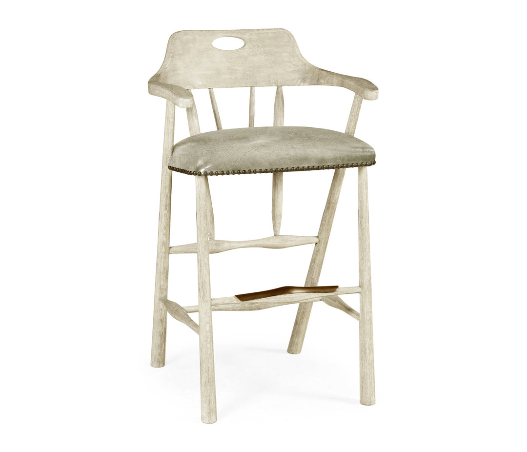 Smokers Style Whitewash Driftwood Bar Stool