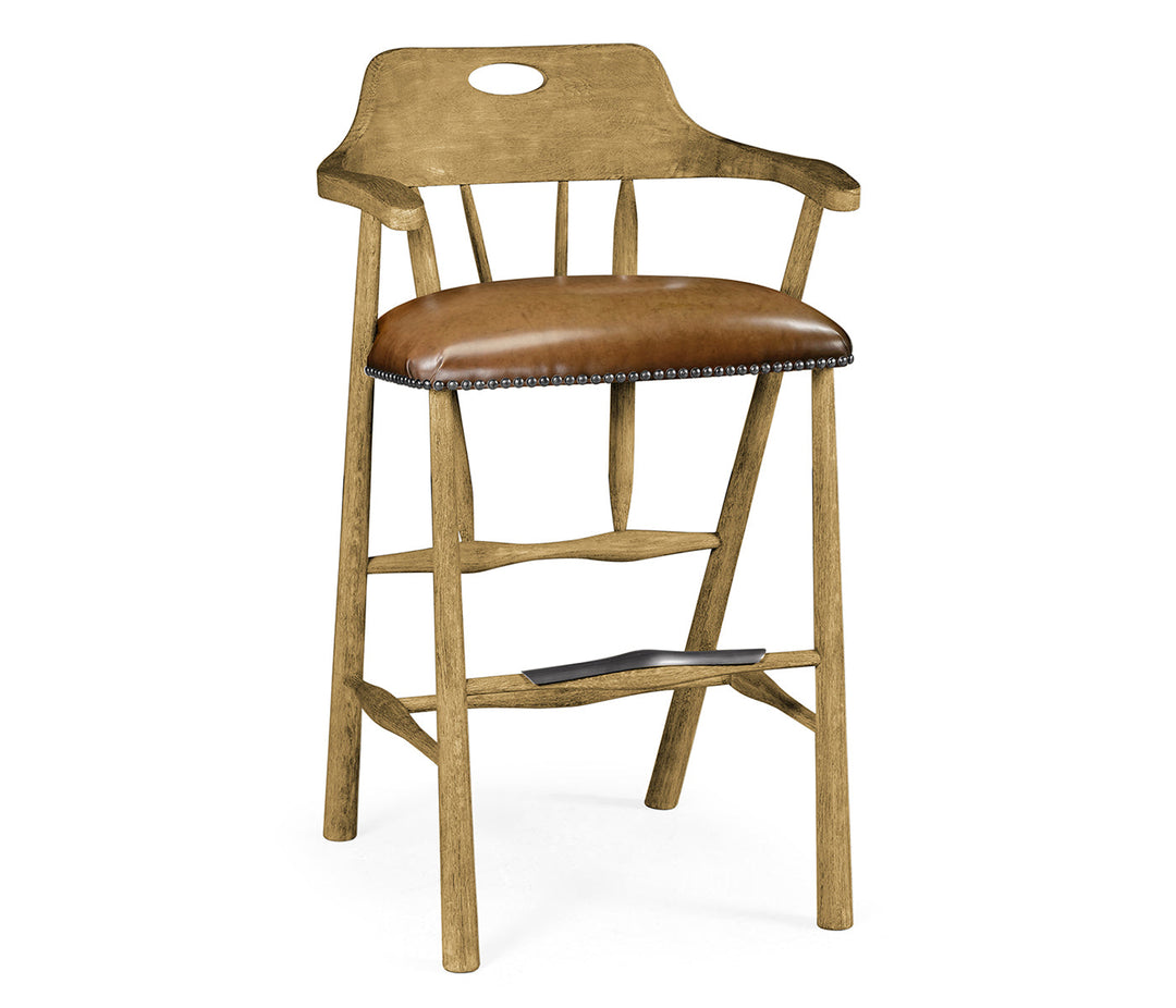 Smokers Style Natural Oak Bar Stool