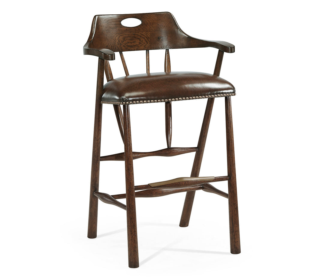 Smokers Style Dark Oak Bar Stool