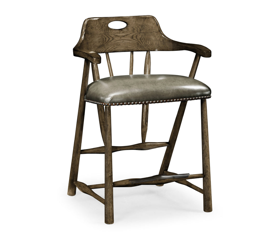 Smokers Style Dark Driftwood Counter Stool