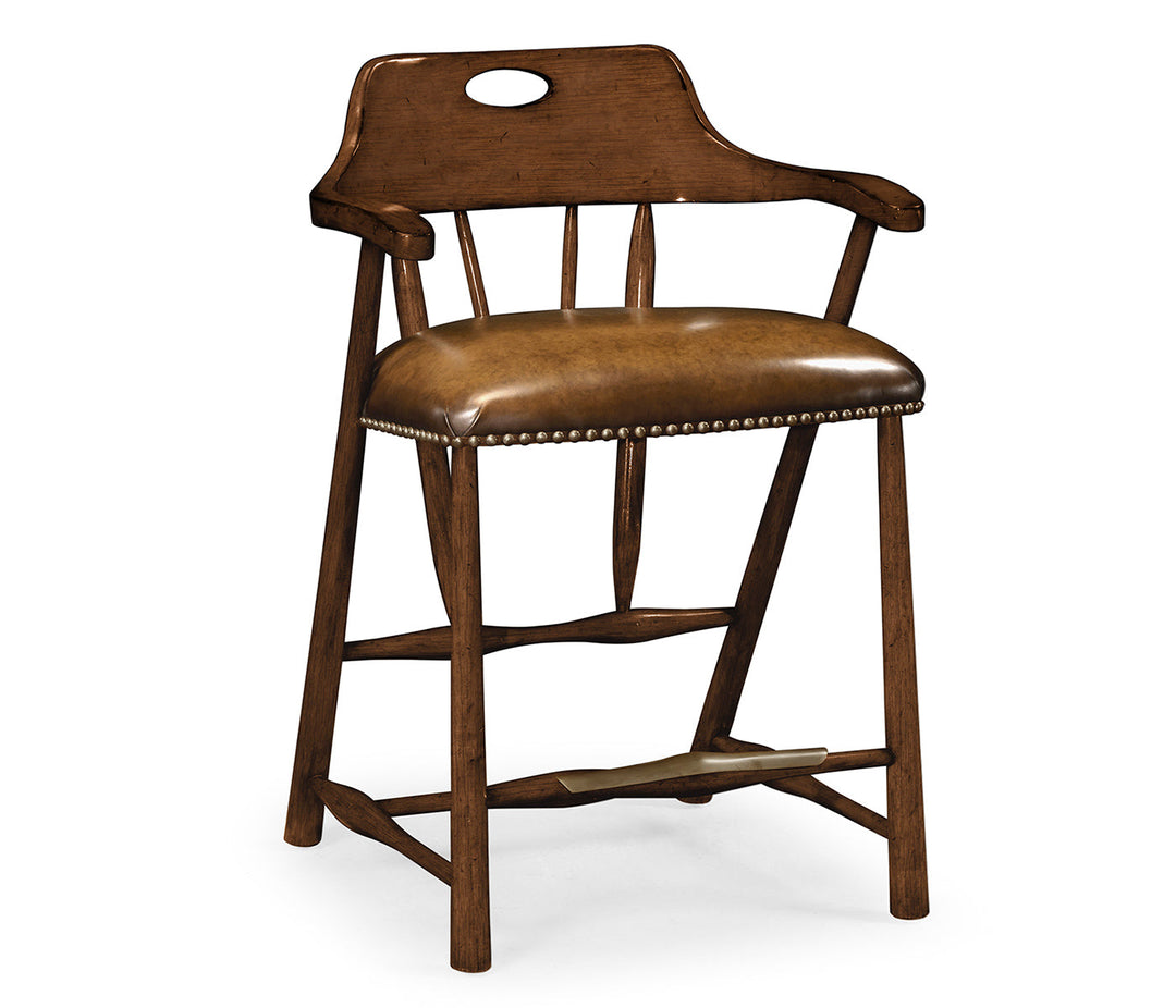 Smokers Style Dark Oak Counter Stool