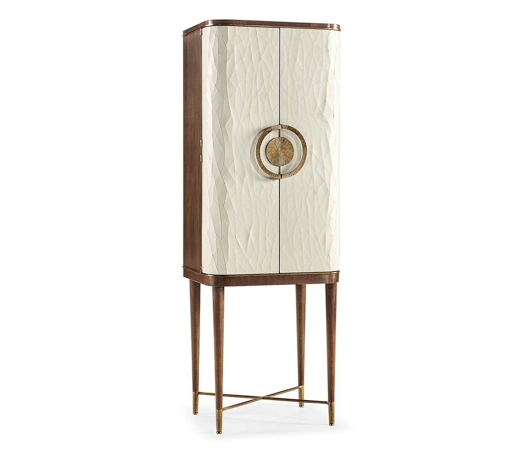 JC Modern - Eclectic Collection - Crackle Cloth Lacquered Drinks Cabinet