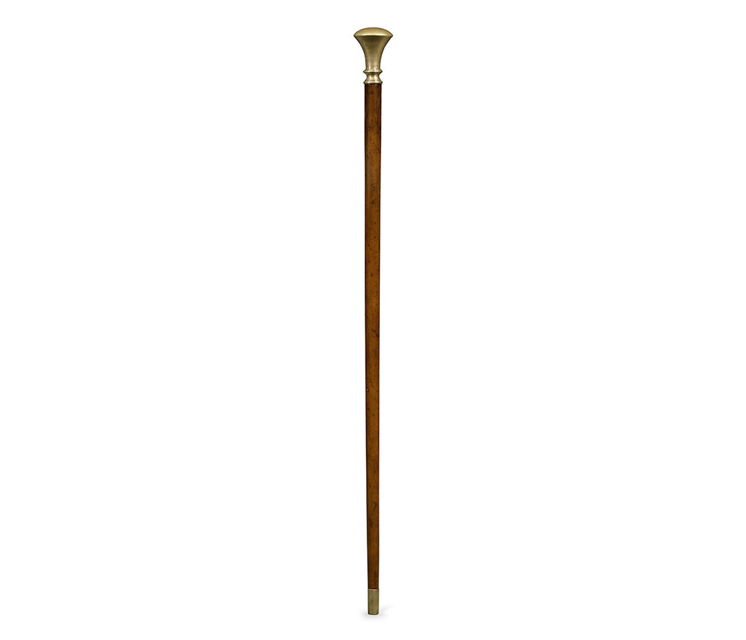 Curated Collection - Mahogany Walking Stick with Brass Pommel Topper