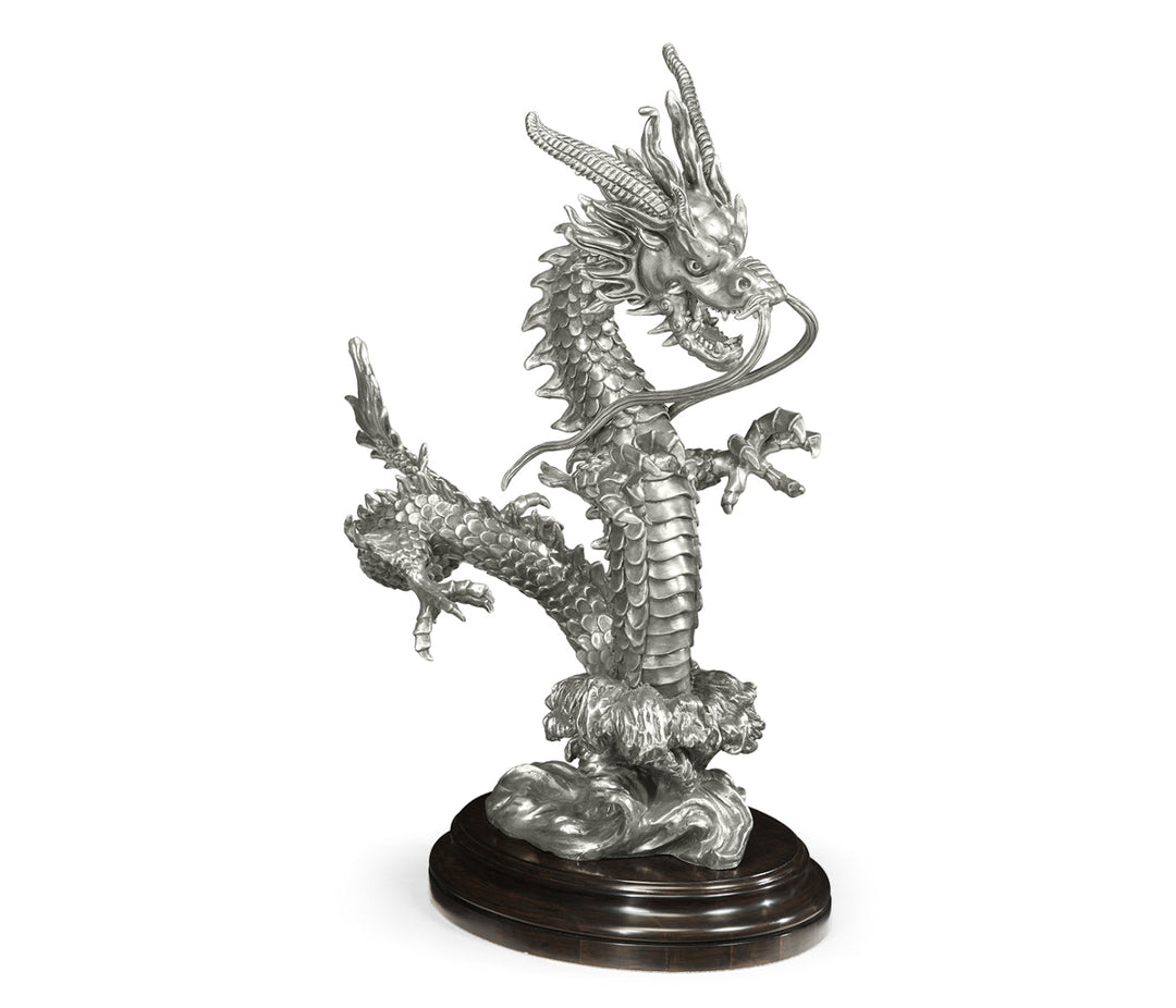 Curated Collection - Antique Stainless Steel Dragon Statue