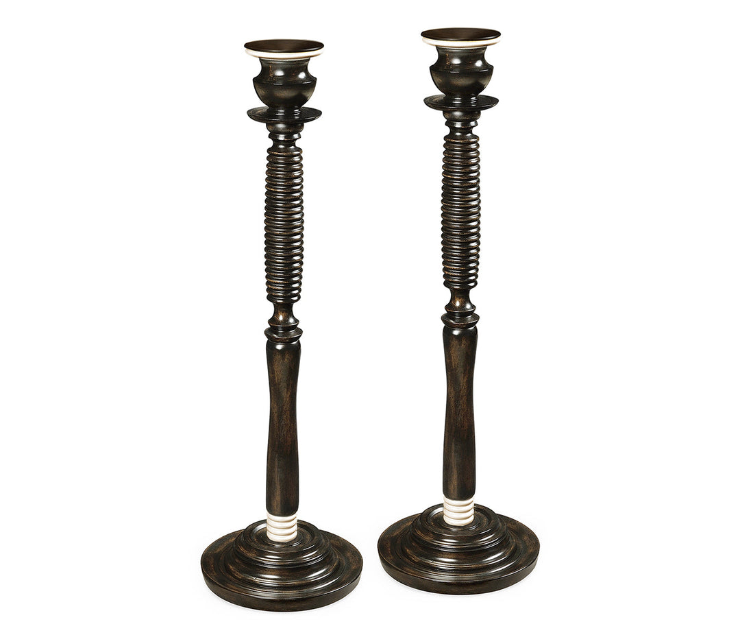 Kensington Collection - A Pair of Charcoal Candlesticks