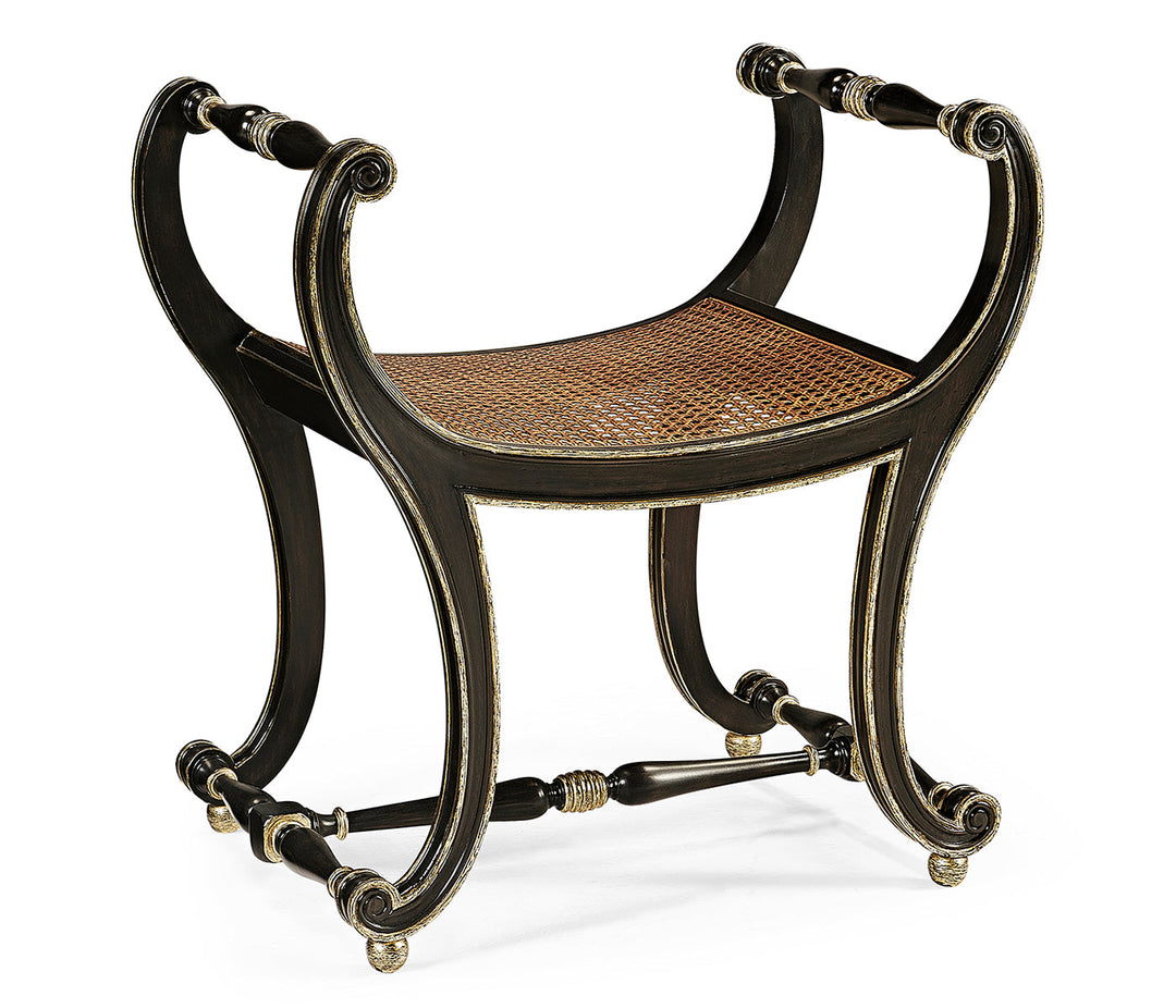 Knightsbridge Collection - Curved Charcoal & Gilded Stool