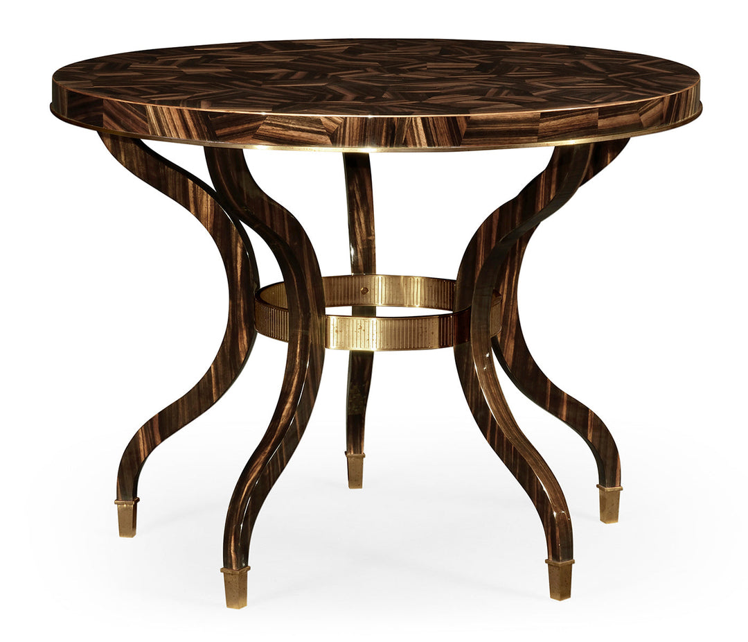 JC Modern - Ebony Collection - Round Natural Macassar Ebony & Brass Centre Table