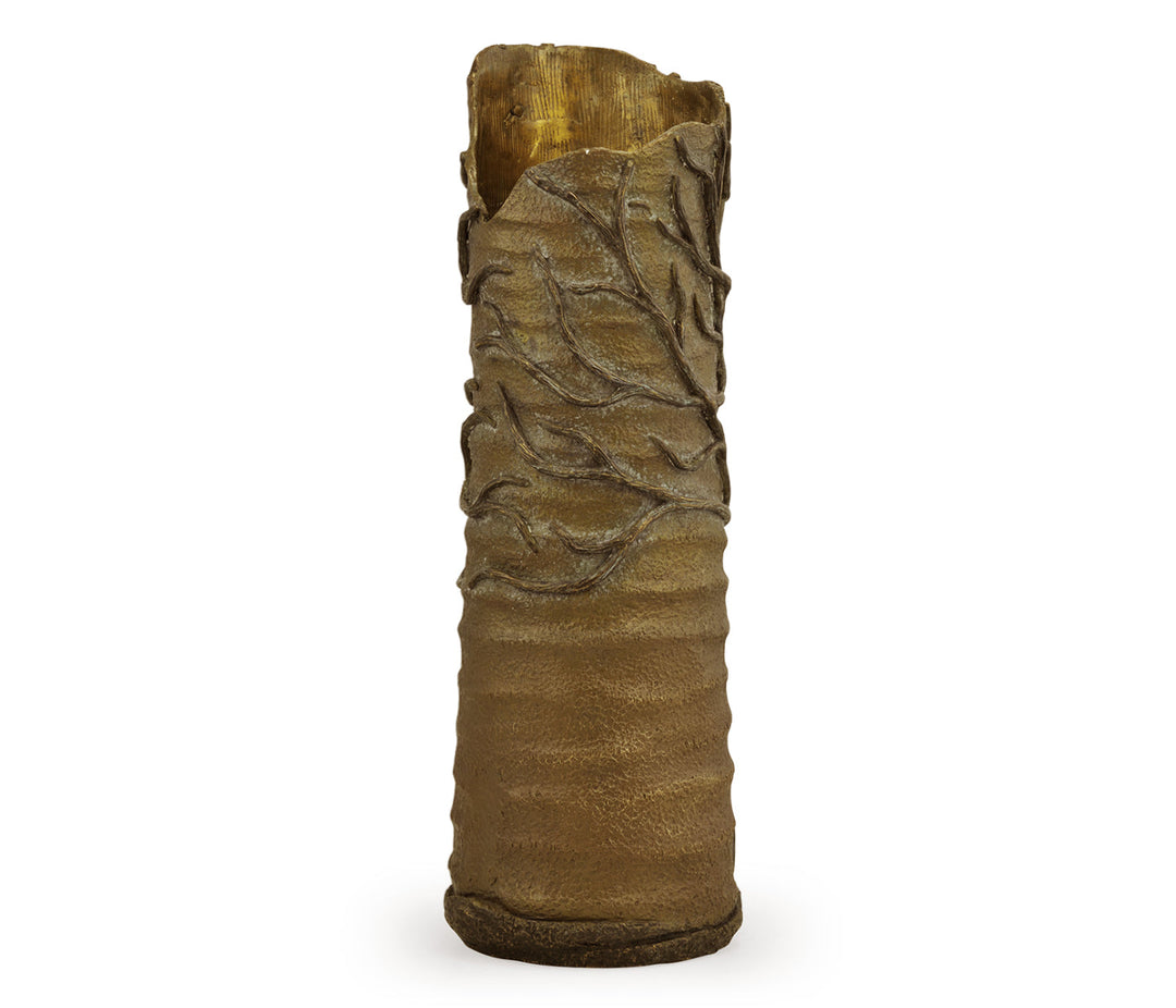 Curated Collection - Antique Light Brown Brass Tree Vase