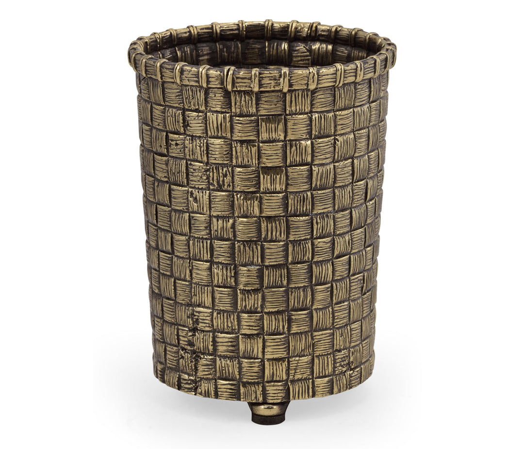 Curated Collection - Woven Light Antique Brass Pencil Cup