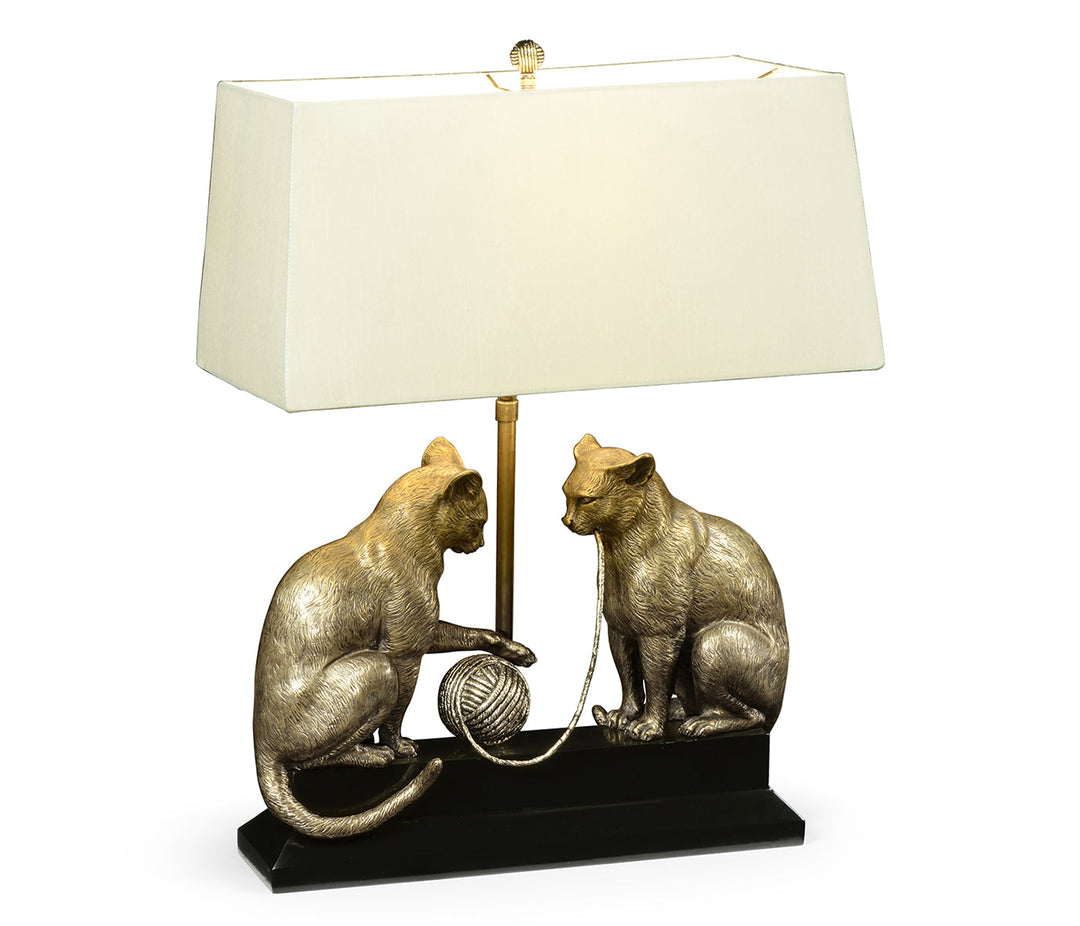 Curated Collection - Antique Dark Bronze Cats & Yarn Lamp