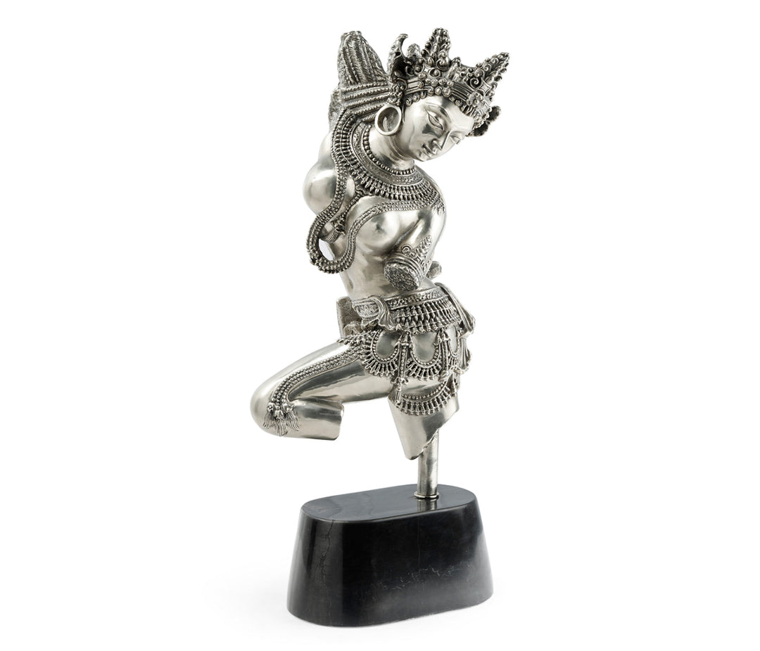 Curated Collection - Antique Stainless Steel Dancing Celestial Deity