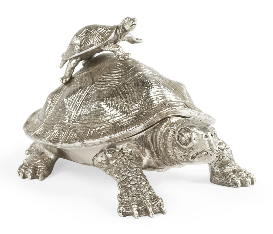 Curated Collection - White Stainless Steel Turtle Container