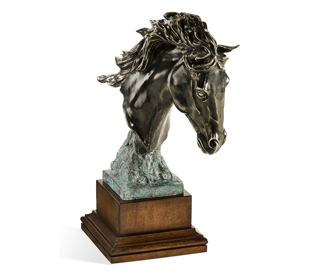 Curated Collection - Antique Dark Bronze Stallion Horse Head