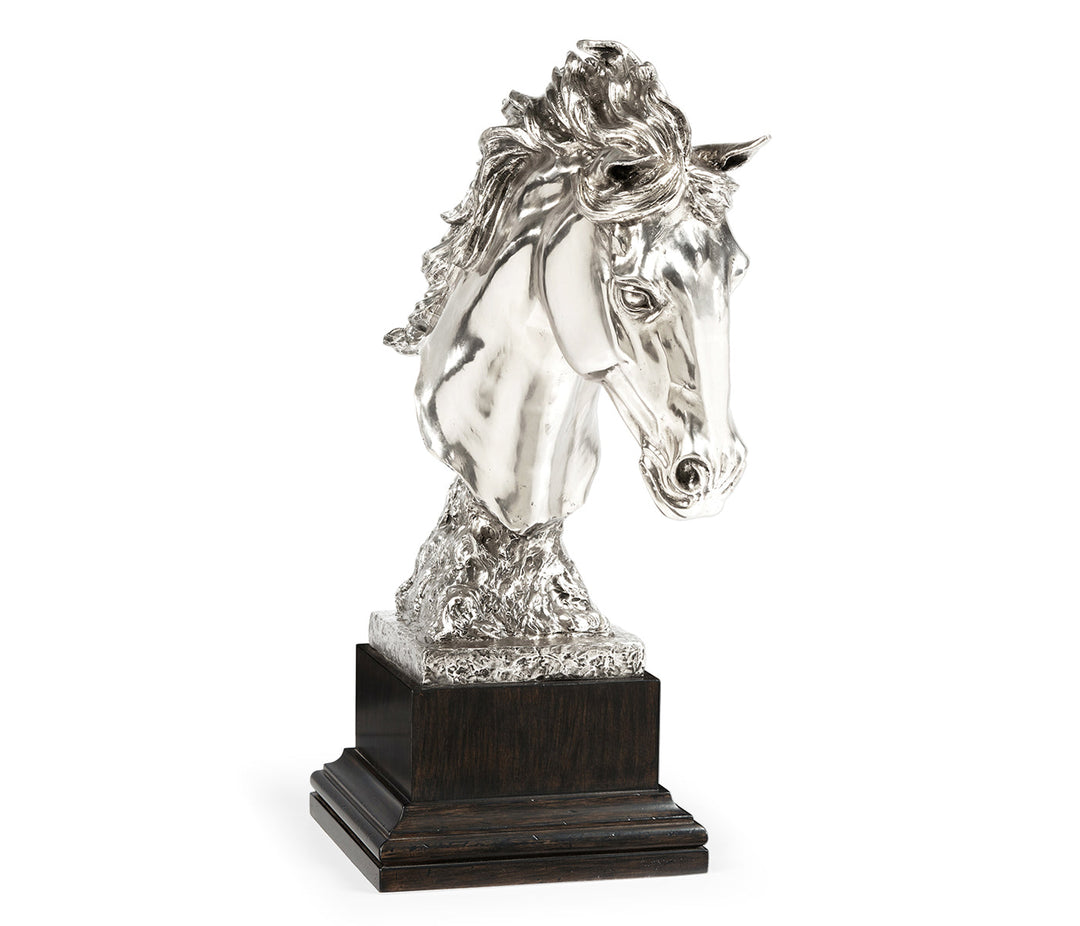 Curated Collection - White Stainless Steel Stallion Horse Head