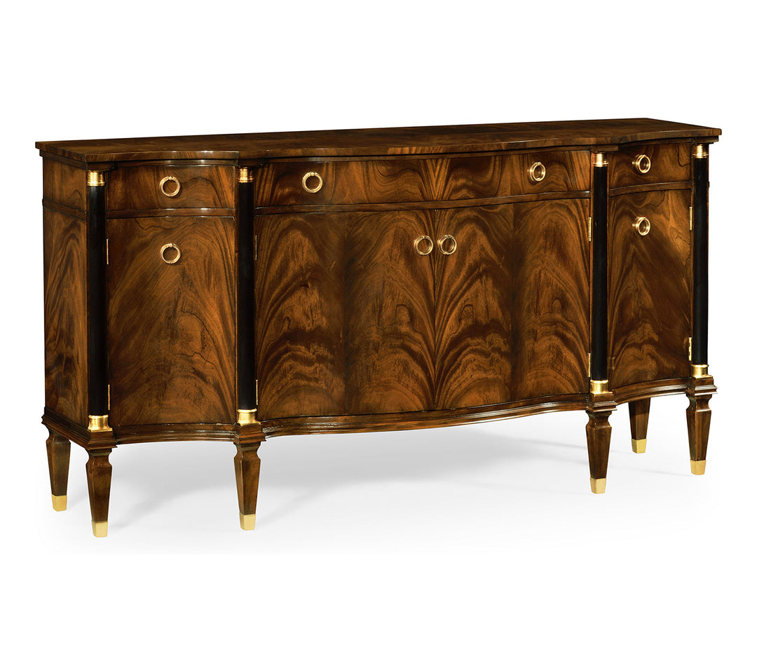 Chatsworth Collection - Serpentine antique brown mahogany sideboard with four doors