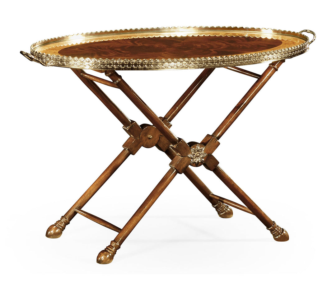 Duchess Collection - Oval Mahogany Tray on Stand with Brass Border