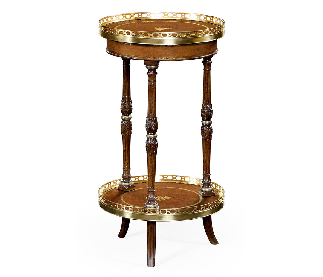 Mahogany and leather inlaid round lamp table