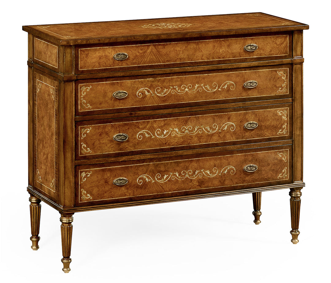 Duchess Collection - Burl and mother of pearl inlaid chest of drawers