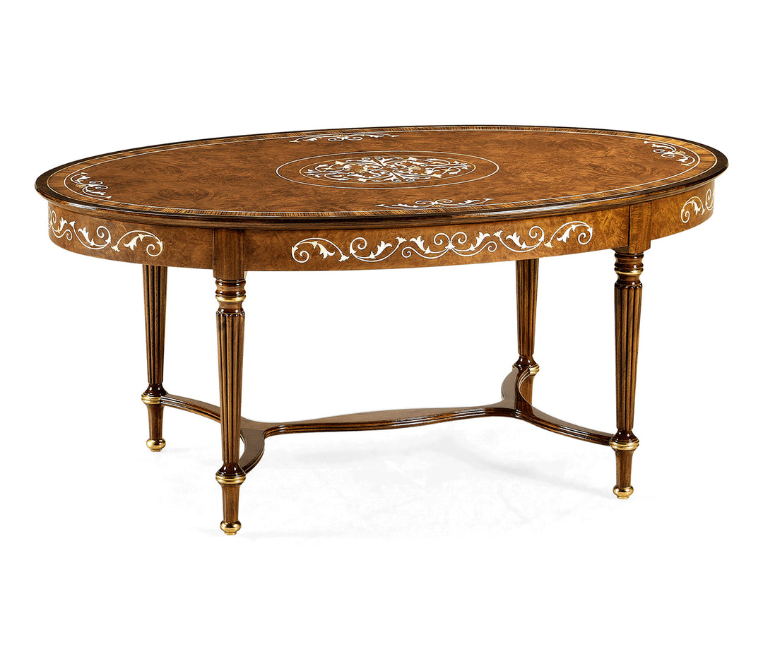 Duchess Collection - Burl & Mother of Pearl Oval Coffee Table