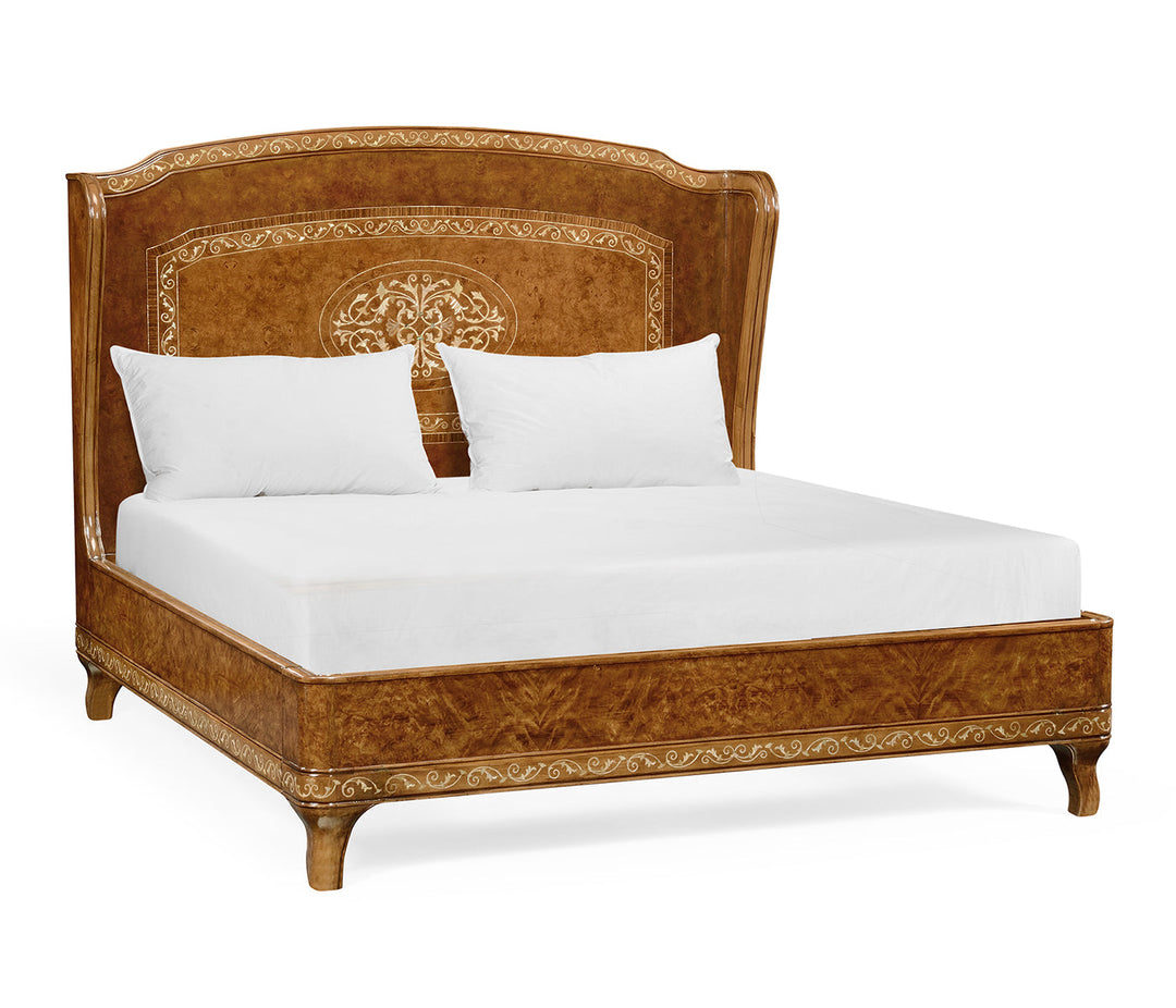 Duchess Collection - Louis XV Style Burl Walnut & Mother Of Pearl UK King Bed