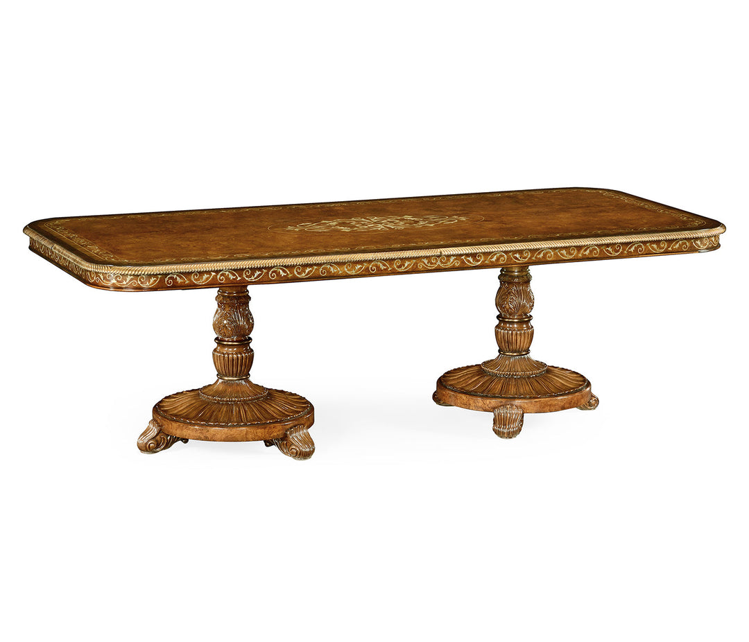 Burl & mother of pearl 94 1/2" rectangular dining table