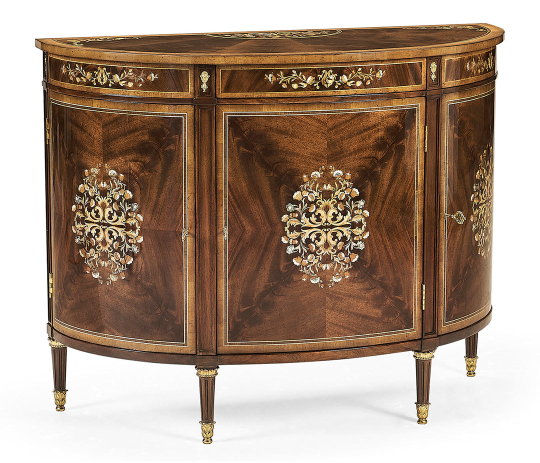 Regency Collection - Mahogany & Mother of Pearl Demilune Cabinet