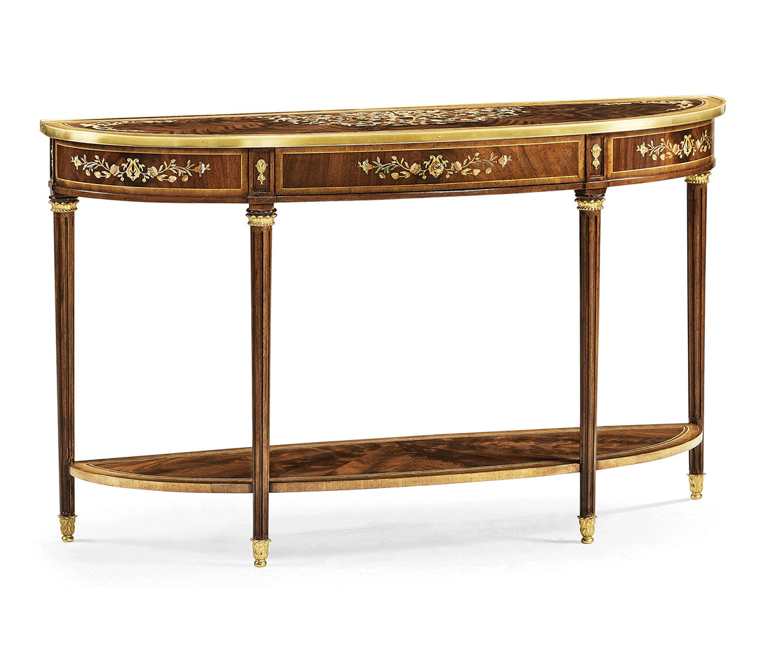 Regency Collection - Large Demilune Console Table with Low Shelf