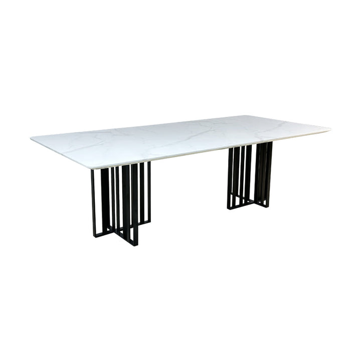 Black Bars Marble Dining Table- 8 Persons