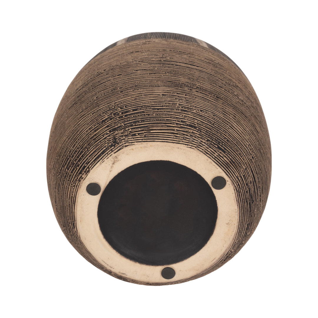 10" PLANTER W/ WOOD STAND, BEIGE