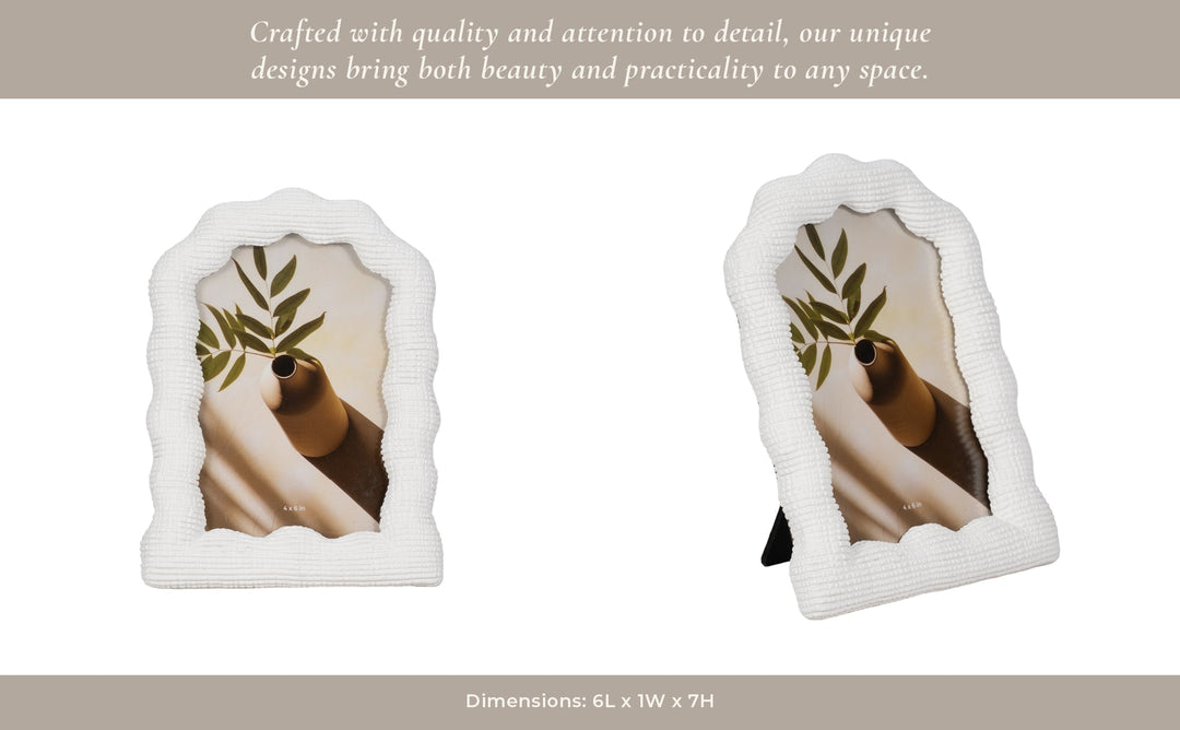 4x6 Wavy Arch Photo Frame, White