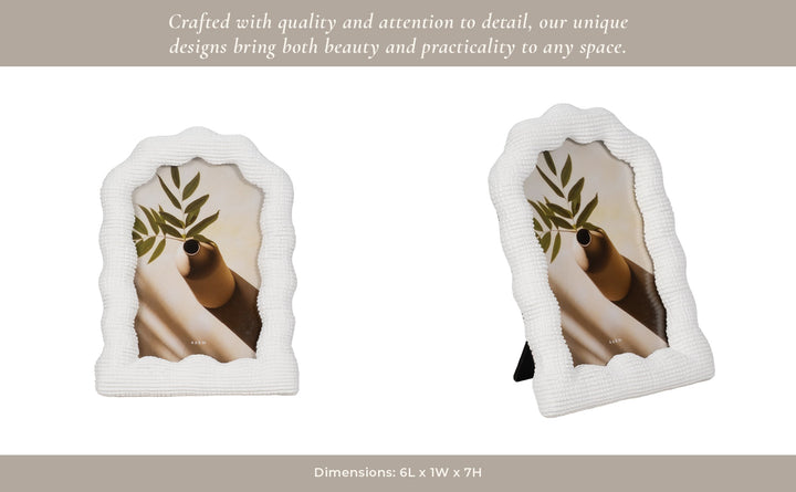 4x6 Wavy Arch Photo Frame, White
