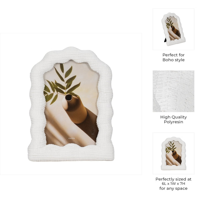 4x6 Wavy Arch Photo Frame, White