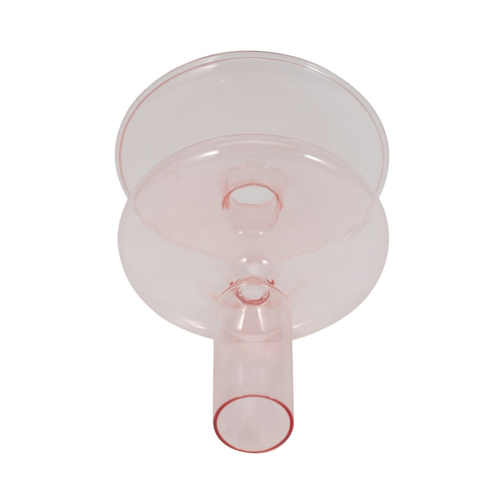 5" Vintage Glass Taper Candle Holder, Pink