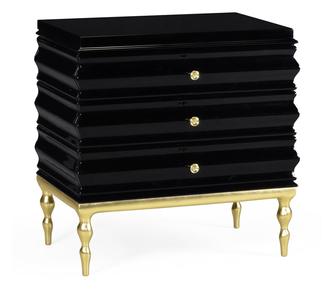 JC Modern - Eclectic Collection - Rippled Black Lacquer Chest of Drawers