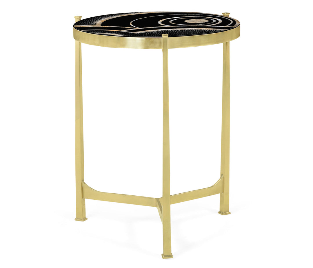 JC Modern - Luxe Collection - Medium Solid Brass & Eggshell & Laquer Top Round Lamp Table