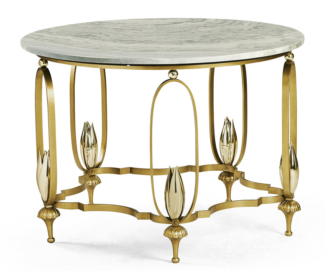 JC Modern - Luxe Collection - Gilded Centre Table with Green Marble Top