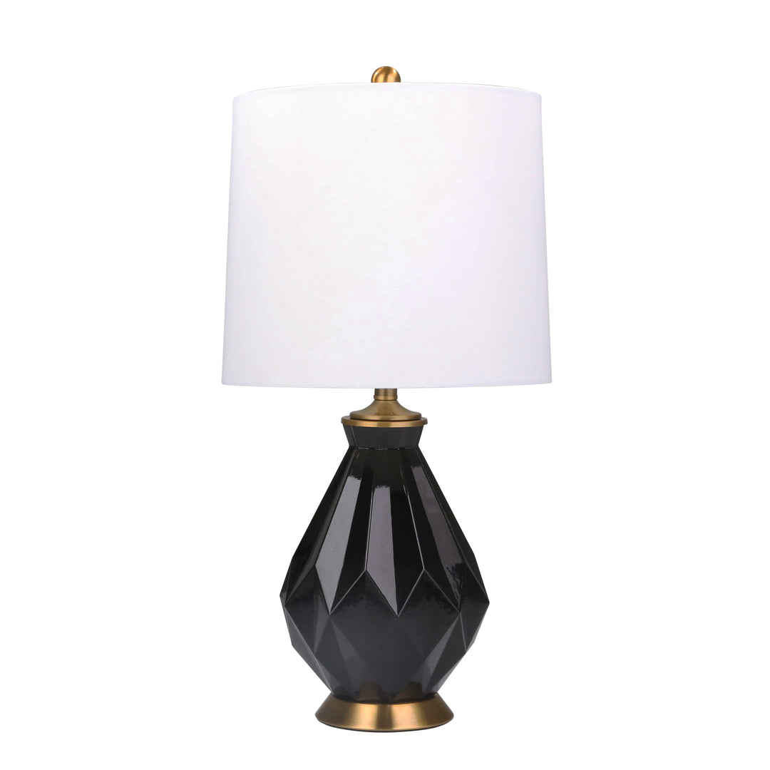 GLASS MULTI FACETED TABLE LAMP28"H, BLACK