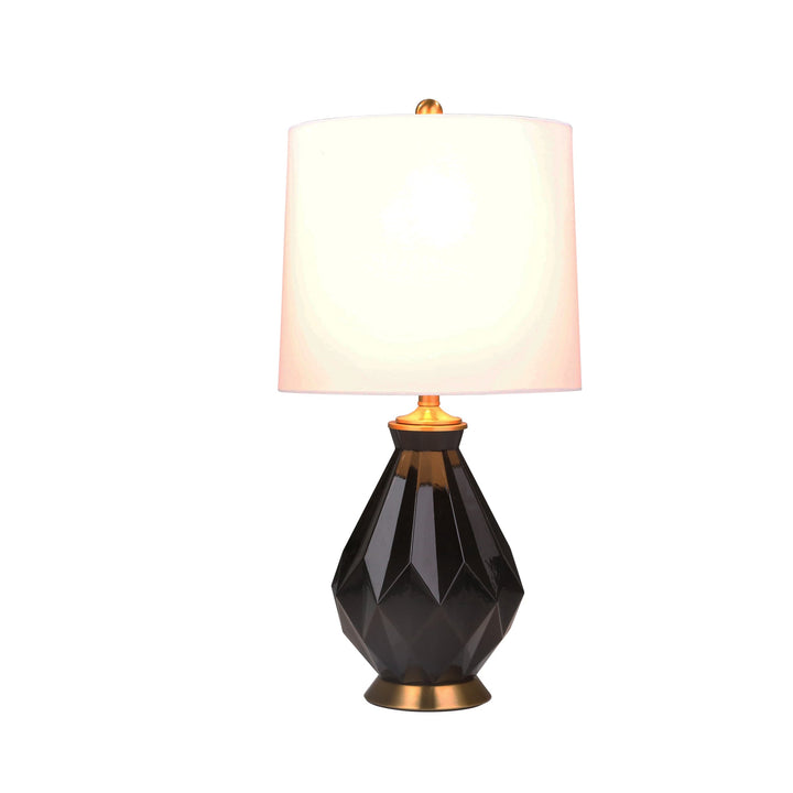 GLASS MULTI FACETED TABLE LAMP28"H, BLACK