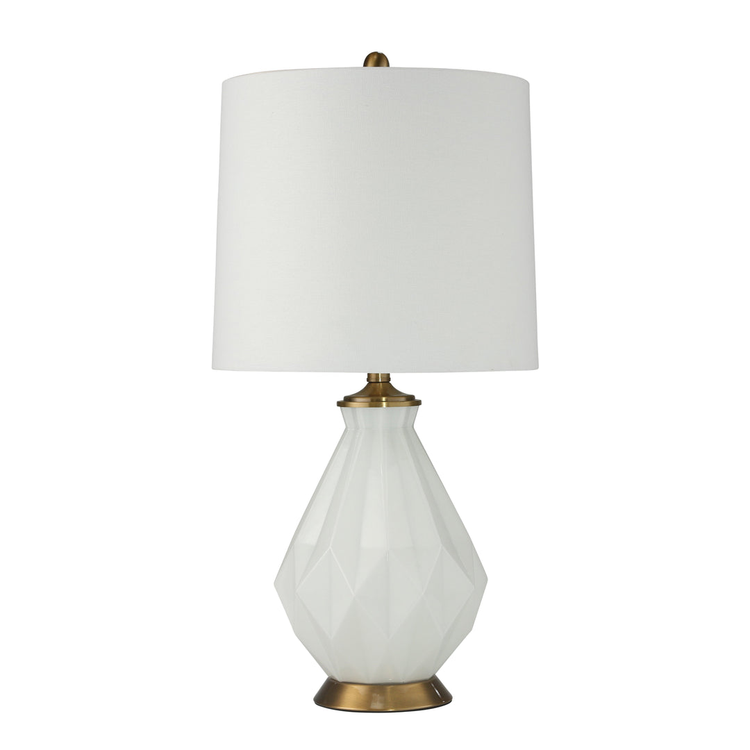 GLASS MULTI FACETED TABLE LAMP28"H, WHITE