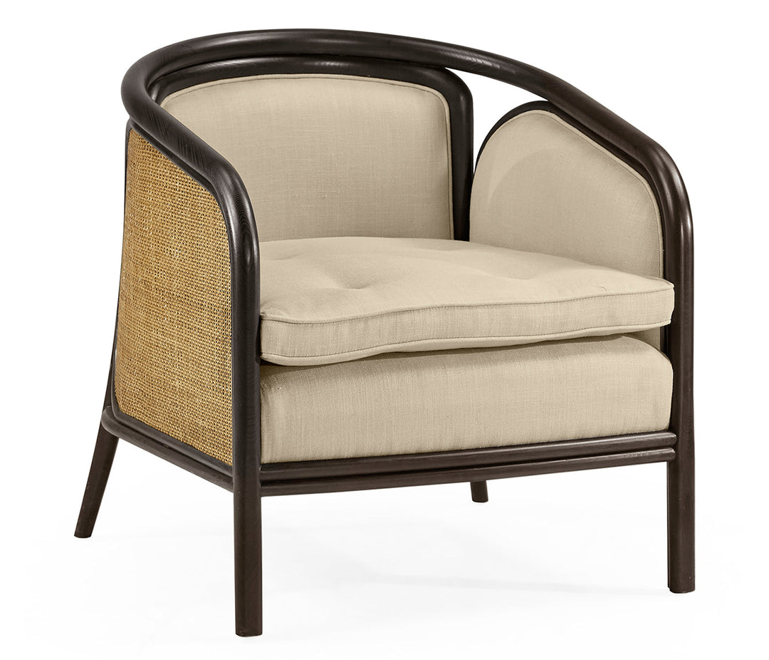 JC Modern - Langkawi Collection - Dark Brown Ash & Woven Rattan Occasional Chair