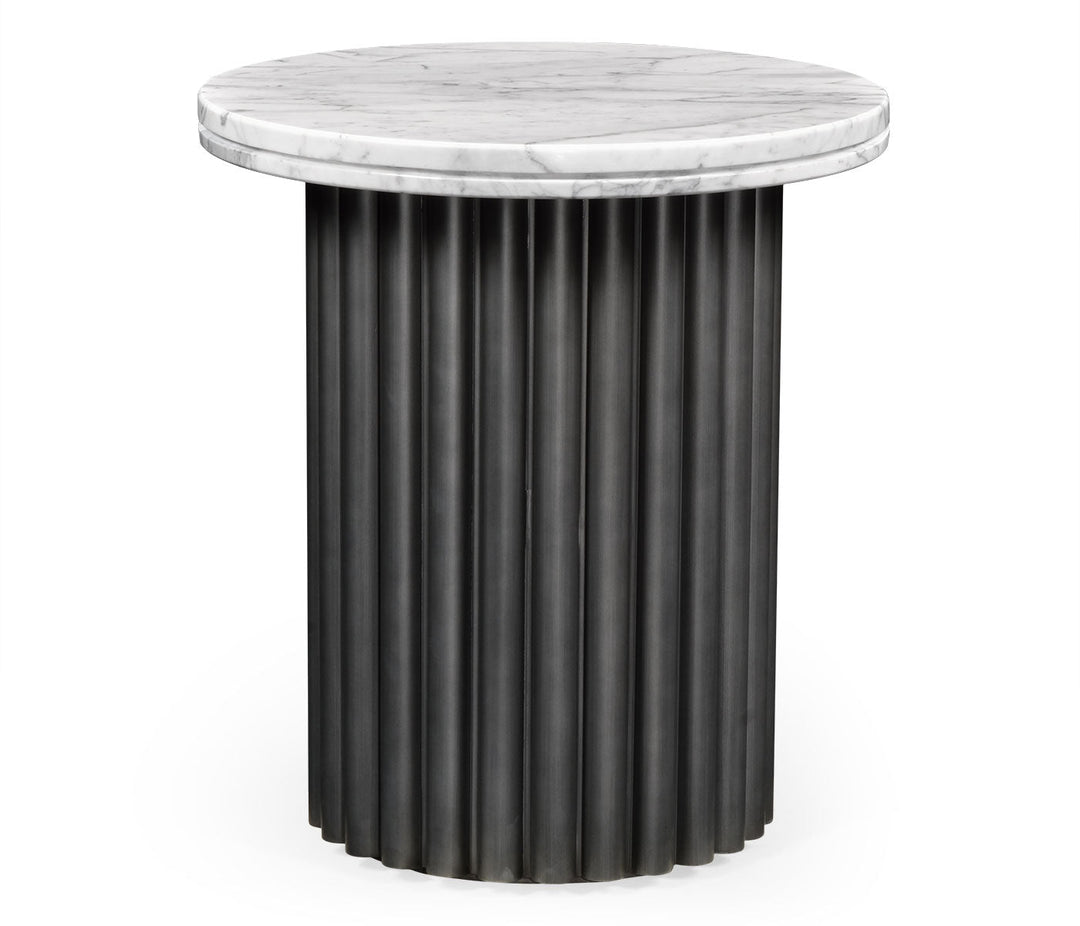 JC Modern - Langkawi Collection - Round Charcoal Grey & Faux Calacatta Oro Marble Side Table