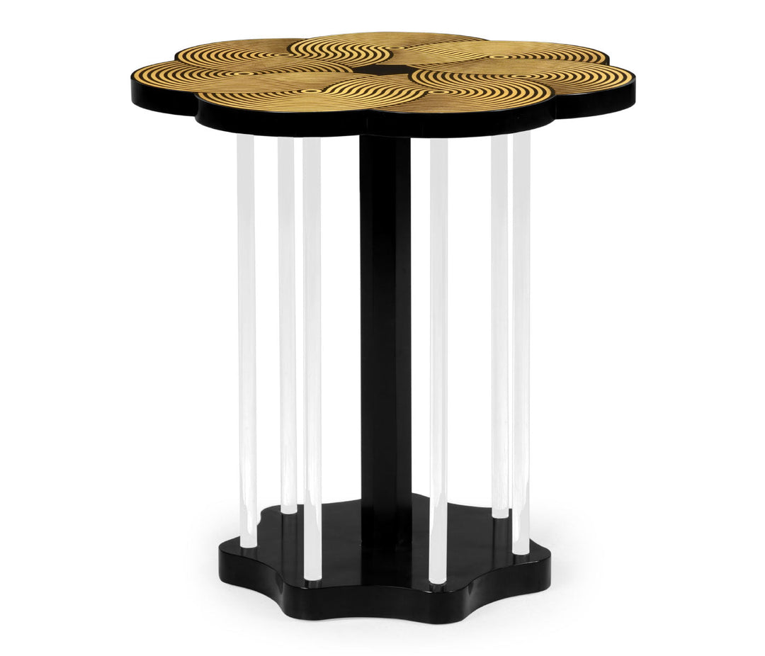 JC Modern - Op Art Collection - Op Art Floral Bright Satinwood & Acrylic Lamp Table