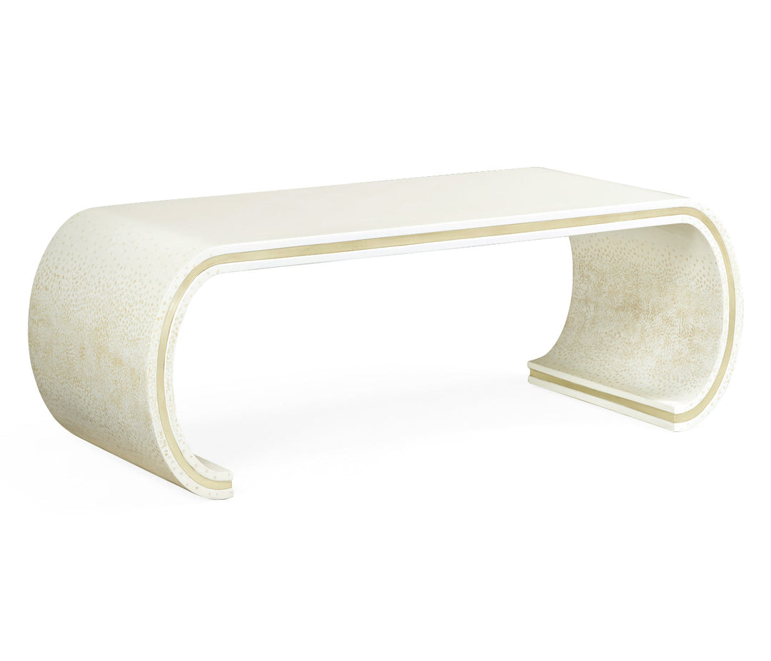 JC Modern - Indochine Collection - Curved Edges Ivory Eggshell Coffee Table